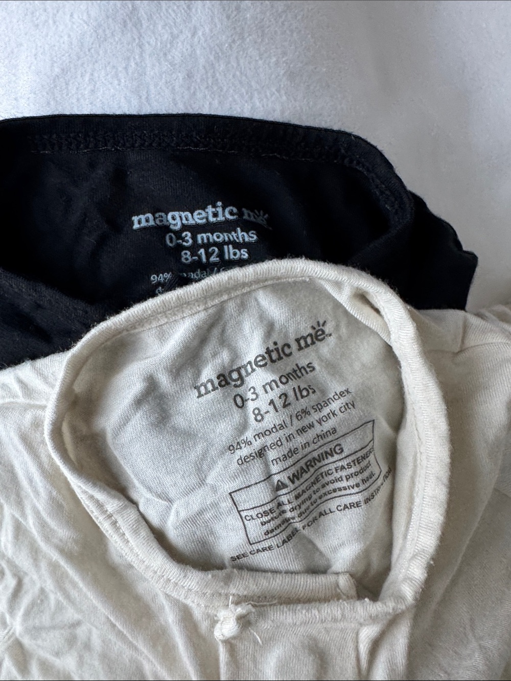 Magnetic Me cream and black long sleeve footed baby onesie sz 0-3 months - Picture 2 of 2